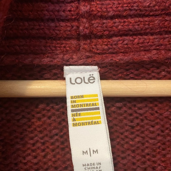 Lolë open front burgundy cardigan - Picture 2 of 4